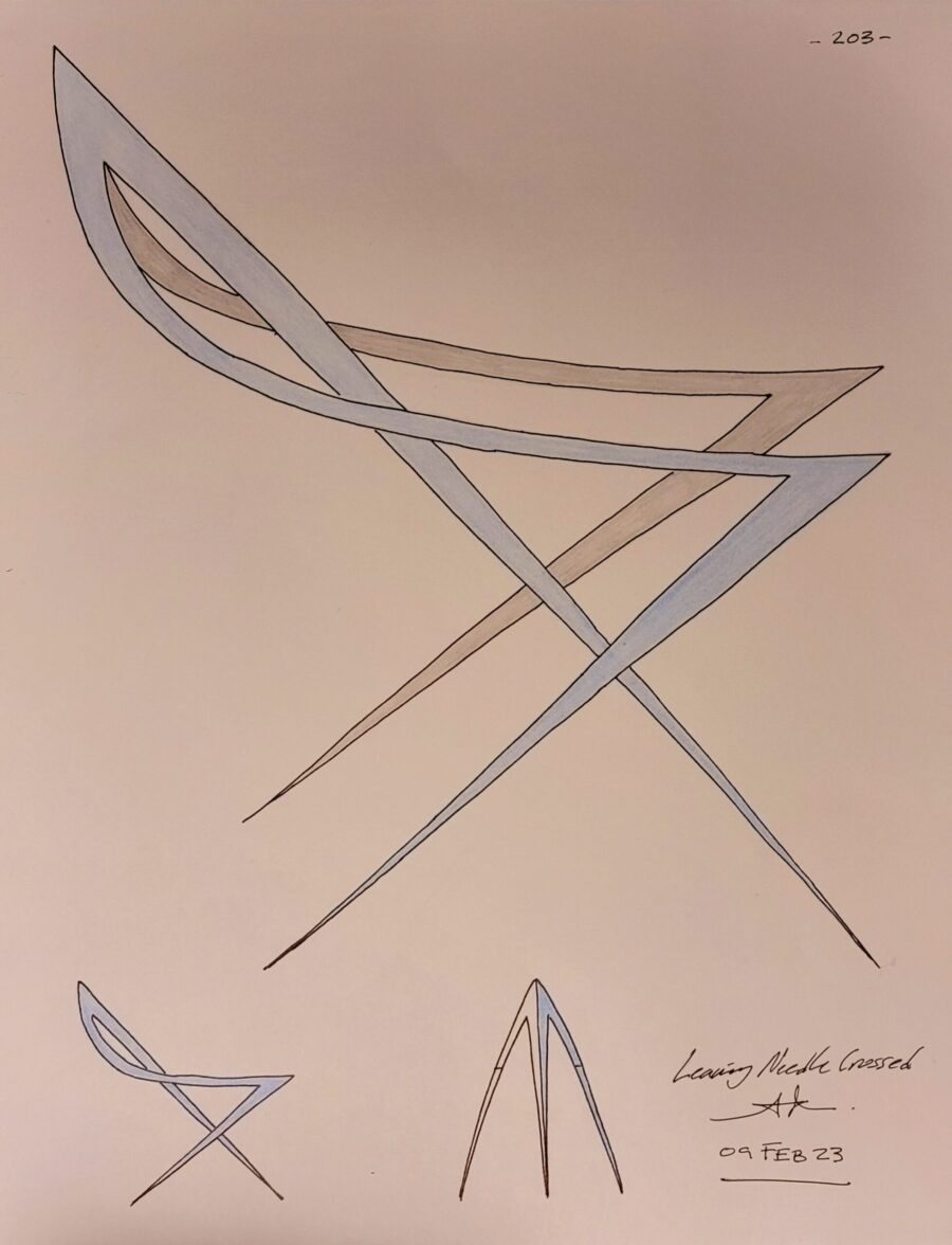 LEANING NEEDLE CROSSED
